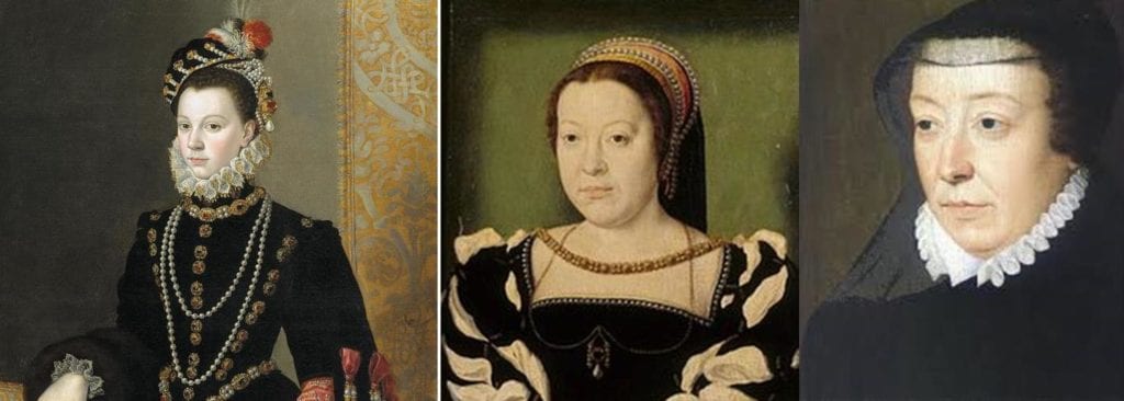 tre immagini di Caterina de' Medici in varie età